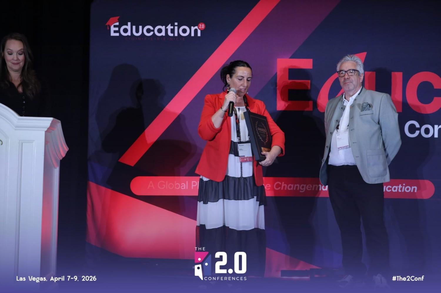Giving the acceptance speech at the Education 2.0 Conference, Las Vegas