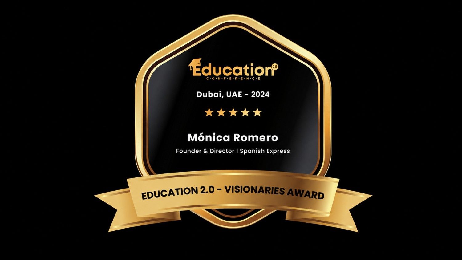 The 2024 Visionaries Award banner at the Education 2.0 Conference, Dubai