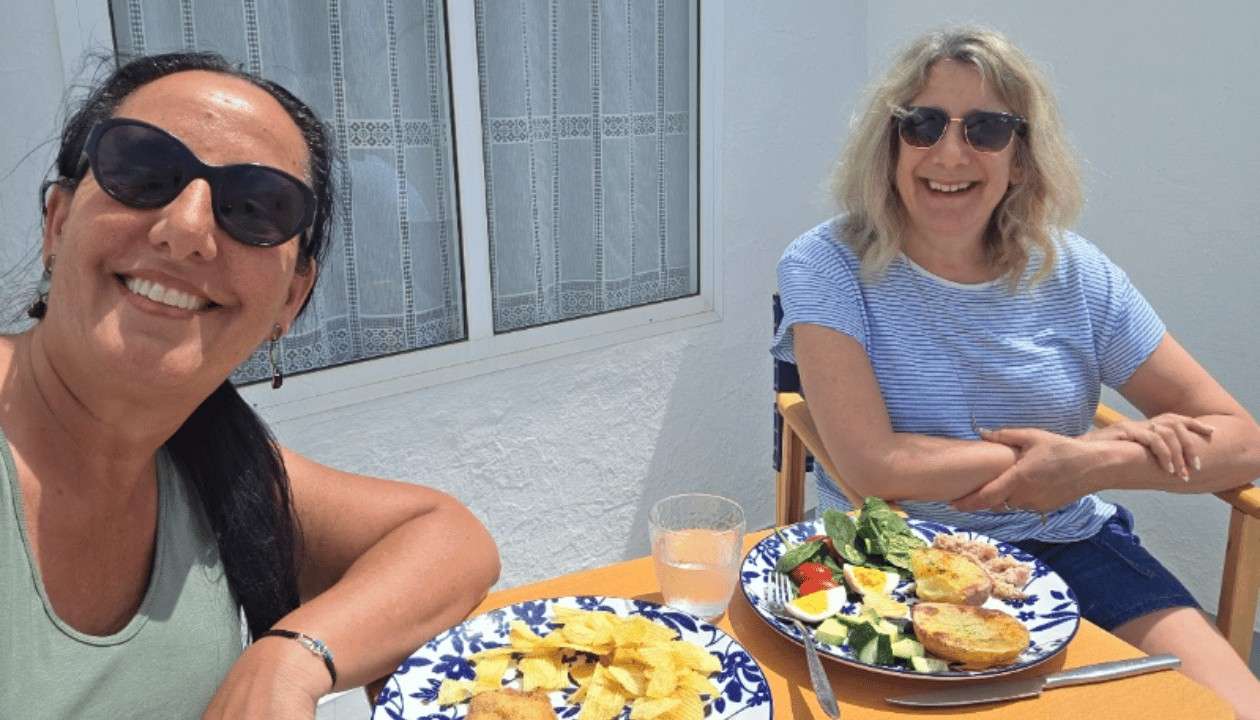 Lunch on the rooftop terrace with a student in Ciutadella